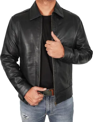 Mens Leather Jacket - Real Lambskin Classic Vintage Style Leather Jackets For Men Brown Leather Jacket for Mens