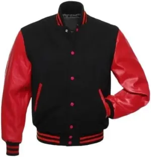 Men's Letterman Jackets Baseball Varsity Wool Body Genuine Leather Sleeves Bomber USA American Style Jacket