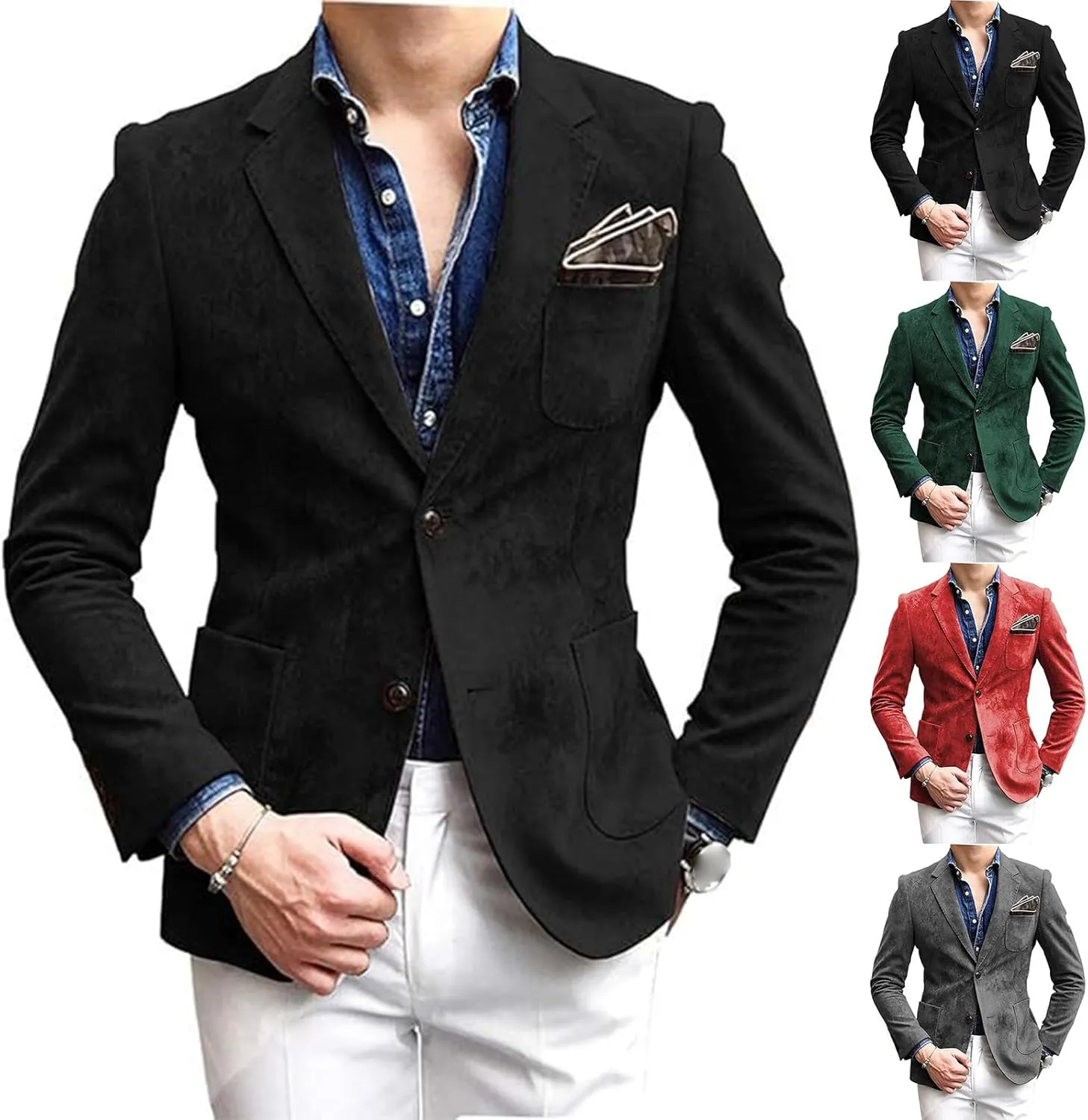 Men's Lightweight Sport Coat Blazer Jacket Formal Classic Two Button Suit Jackets Prom Wedding Dress Coat with Pocket