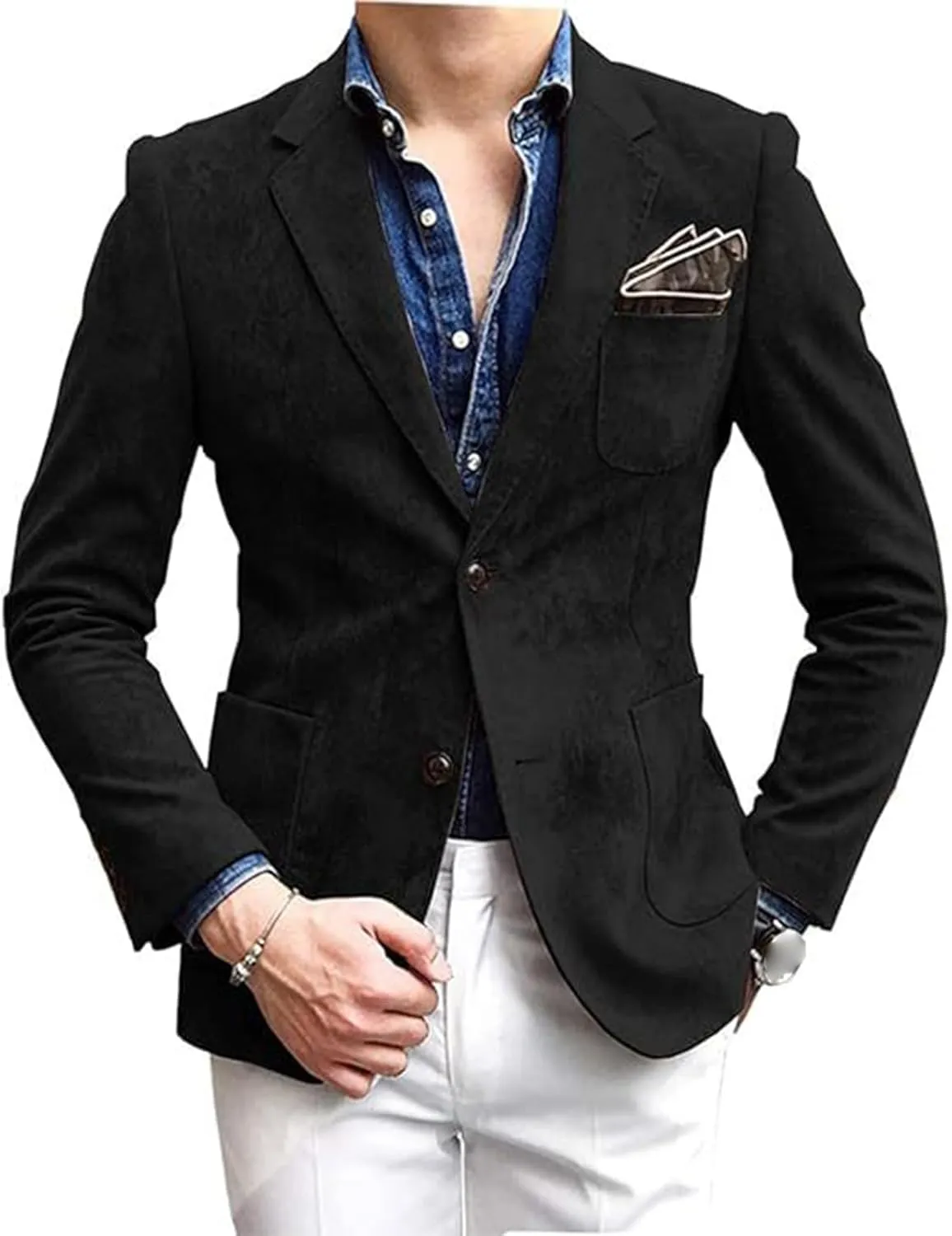 Men's Lightweight Sport Coat Blazer Jacket Formal Classic Two Button Suit Jackets Prom Wedding Dress Coat with Pocket