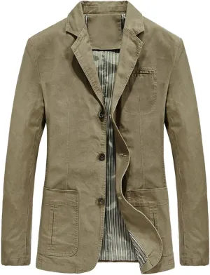 Men's Long Sleeve Blazer Jacket Snow Top Vintage Fall Casual Button Classic Notch Collar Fashion Cotton Suit Coat