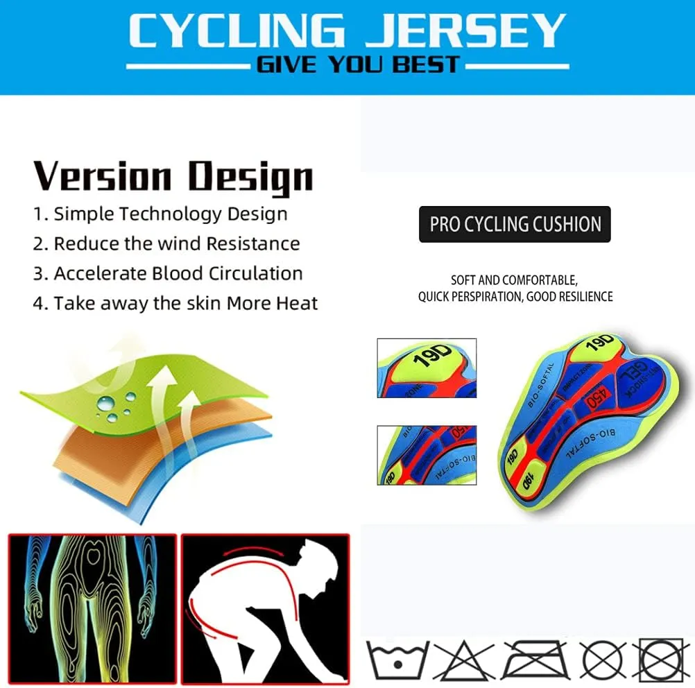 Men's Long Sleeve Cycling Jerseys Bicycle Long Sleeve Set Cycling Shirt with 4D Padded Bib Pants