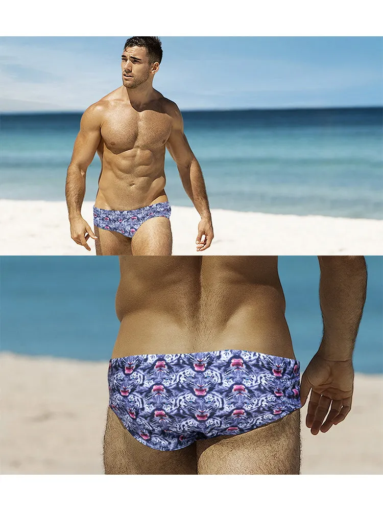 Men's Low-Rise Stylish Print Swim Briefs