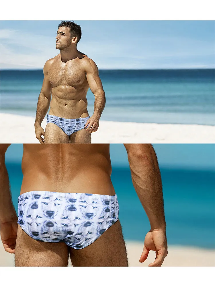 Men's Low-Rise Stylish Print Swim Briefs