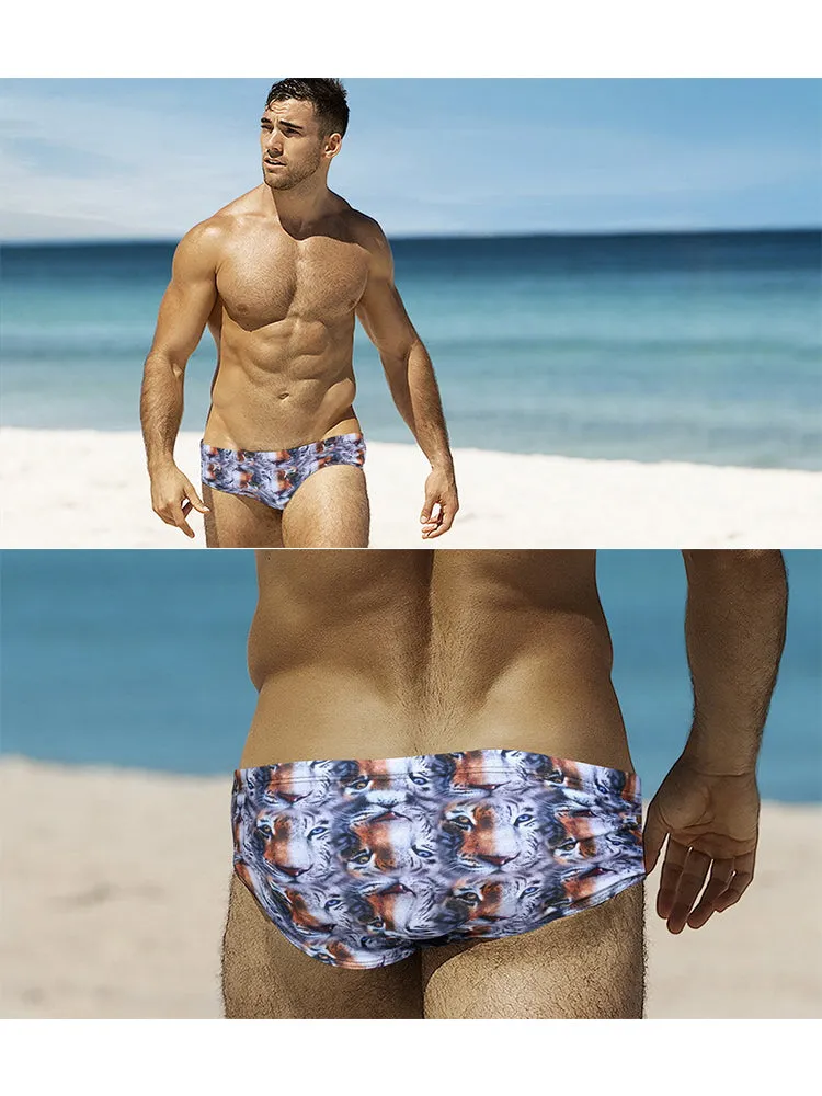 Men's Low-Rise Stylish Print Swim Briefs