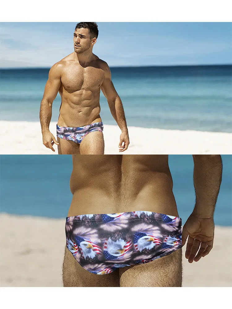 Men's Low-Rise Stylish Print Swim Briefs