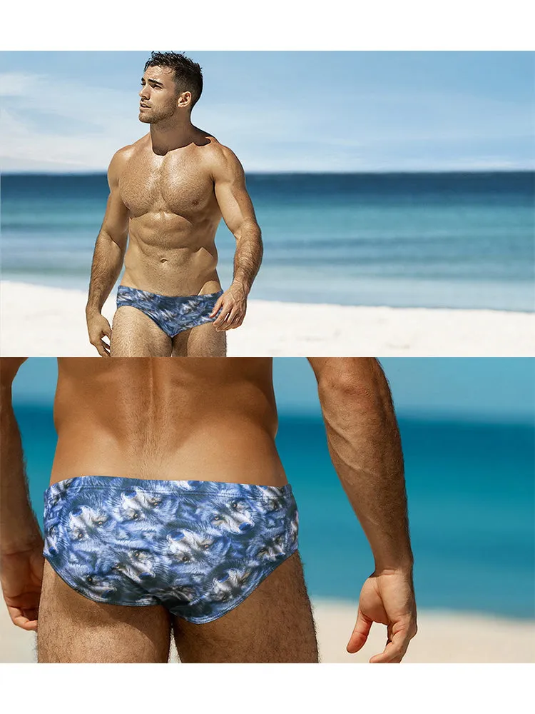 Men's Low-Rise Stylish Print Swim Briefs