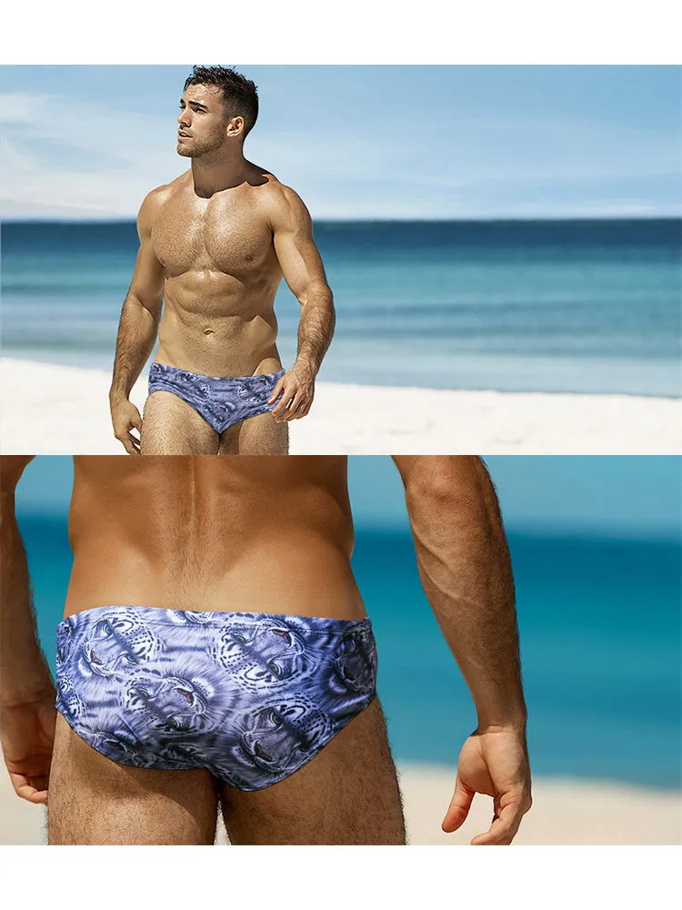 Men's Low-Rise Stylish Print Swim Briefs