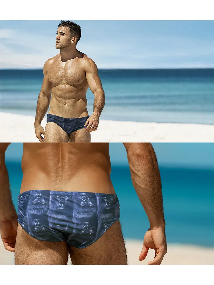 Men's Low-Rise Stylish Print Swim Briefs