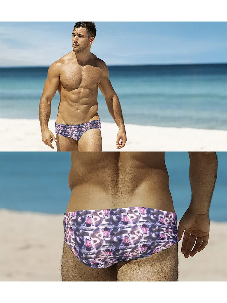 Men's Low-Rise Stylish Print Swim Briefs