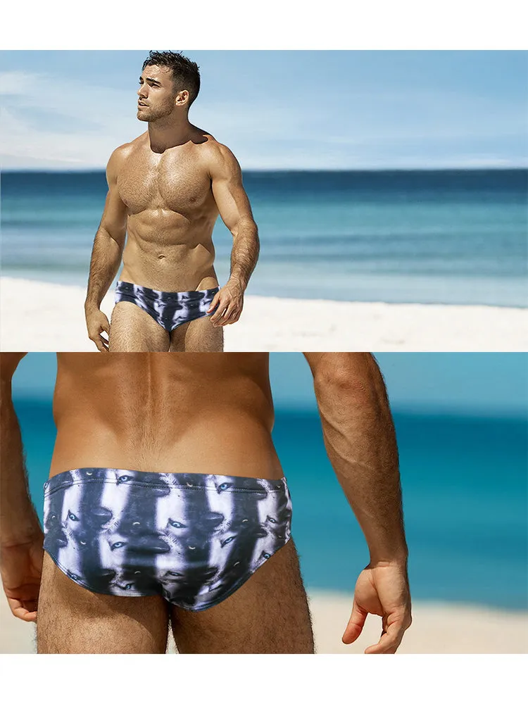 Men's Low-Rise Stylish Print Swim Briefs