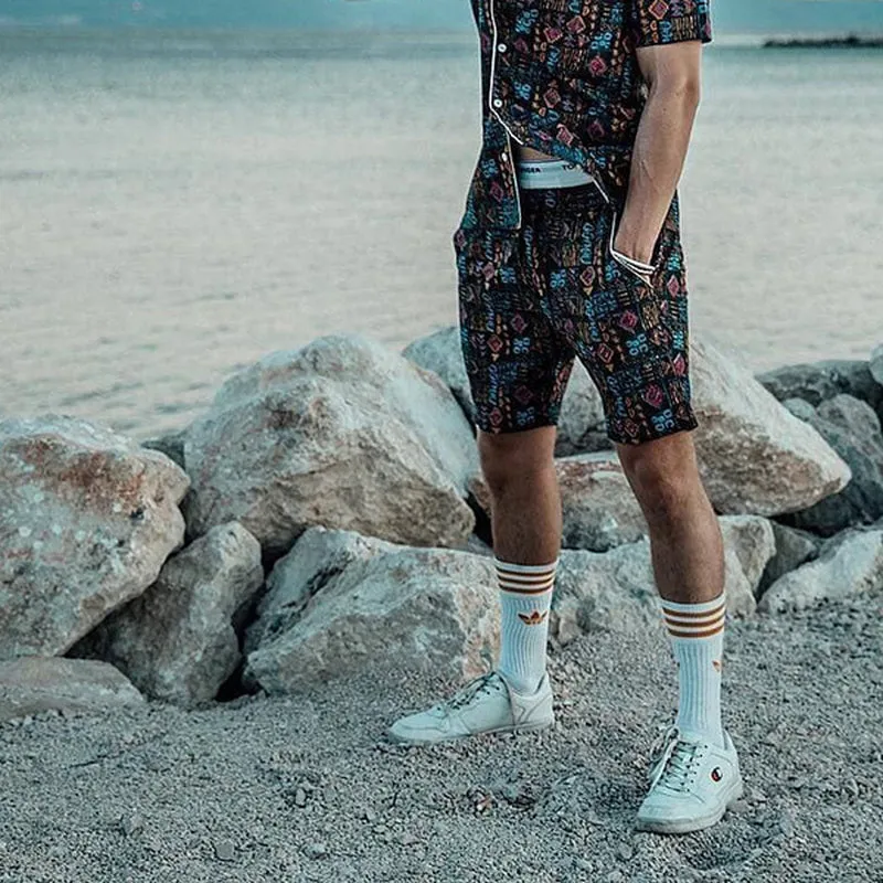Men'S Multicolor Printed Short Sleeve Two-Piece Suit