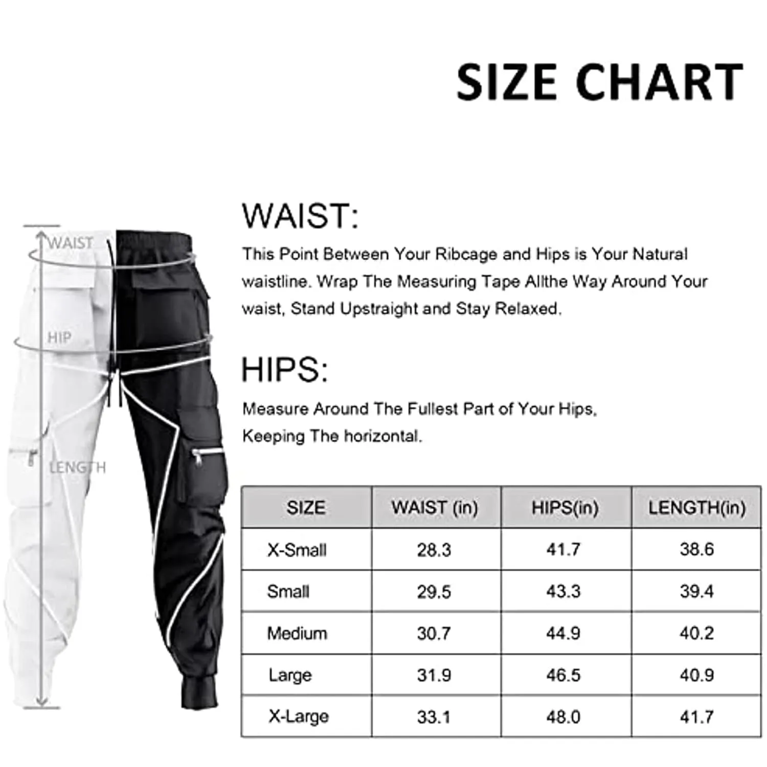 Men's Punk Streetwear Tactical Track Pant Reflective Technical Hip Hop Harem Pant Cargo Jogger Pant Trousers with Pocket (X-Small,Black)