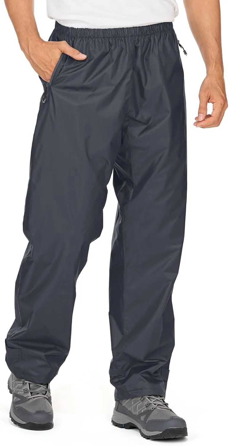 Mens Rain Pants Waterproof Windproof Hiking Outdoor Fishing Golf Cycling Pants