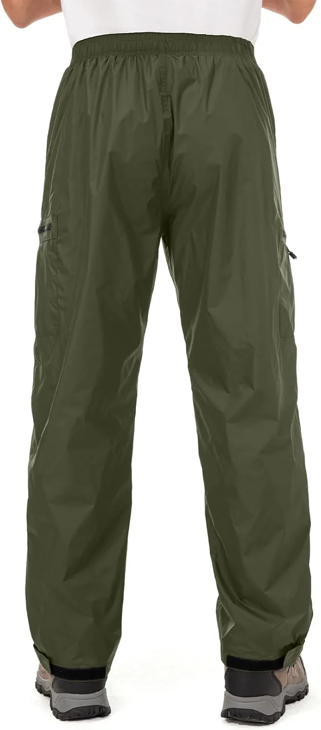Mens Rain Pants Waterproof Windproof Hiking Pants for Outdoor Fishing Golf Motorcycle Cycling