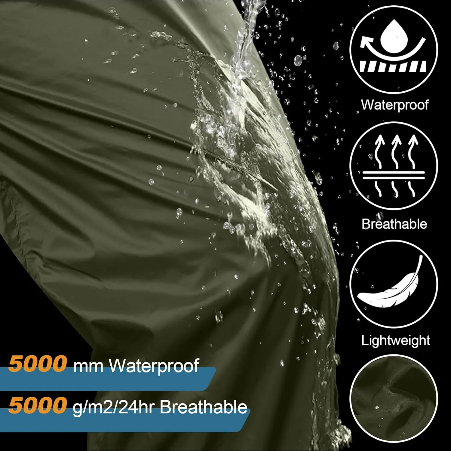 Mens Rain Pants Waterproof Windproof Hiking Pants for Outdoor Fishing Golf Motorcycle Cycling