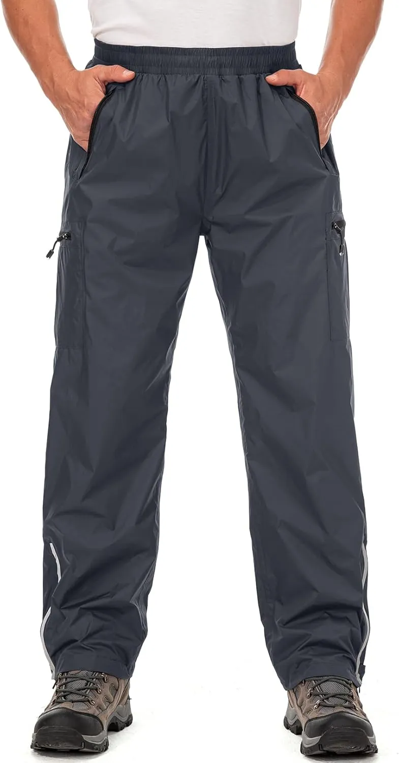 Mens Rain Pants Waterproof Windproof Hiking Pants for Outdoor Fishing Golf Motorcycle Cycling