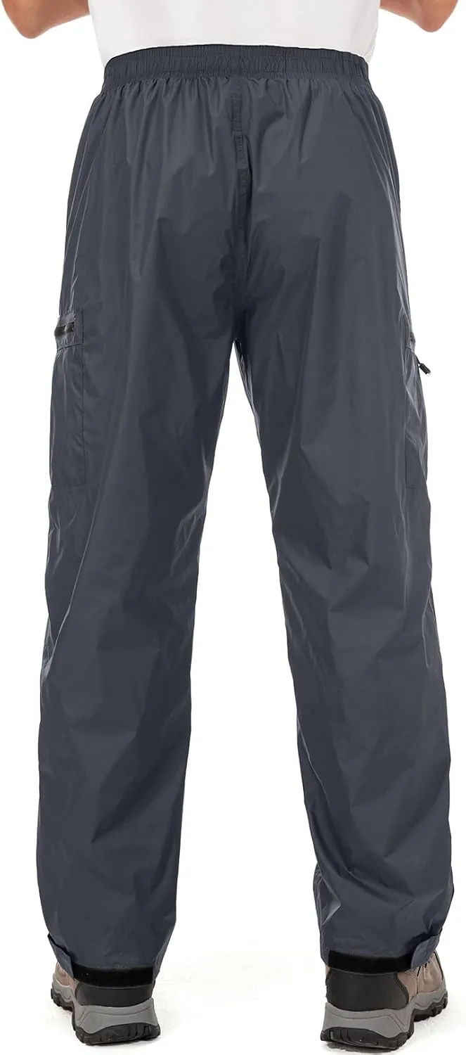 Mens Rain Pants Waterproof Windproof Hiking Pants for Outdoor Fishing Golf Motorcycle Cycling