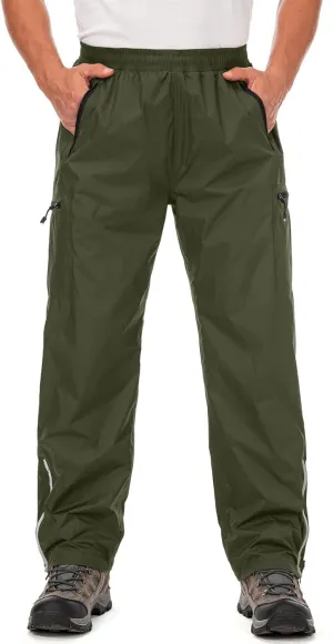 Mens Rain Pants Waterproof Windproof Hiking Pants for Outdoor Fishing Golf Motorcycle Cycling