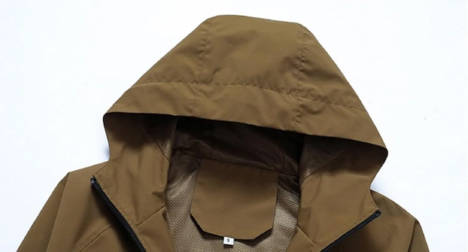 Men's Raincoat Outdoor Climbing Jacket Riding Trench Coat Windproof Lightweight Hardshell Jacket
