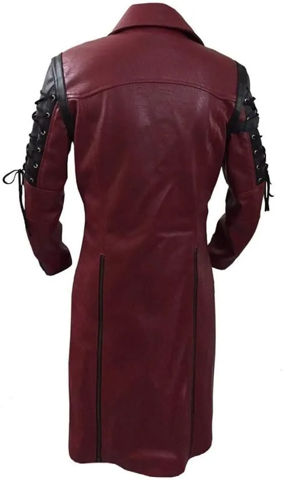 Mens Real Leather Coat Goth Matrix Trench Coat Gothic Steampunk Coats