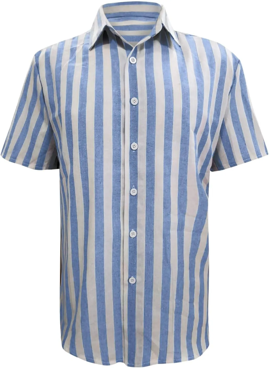 Mens Shirts Casual Men's Casual Button Down Shirt Short Sleeve Fashion Cotton Linen Striped Chambray Beach Shirts