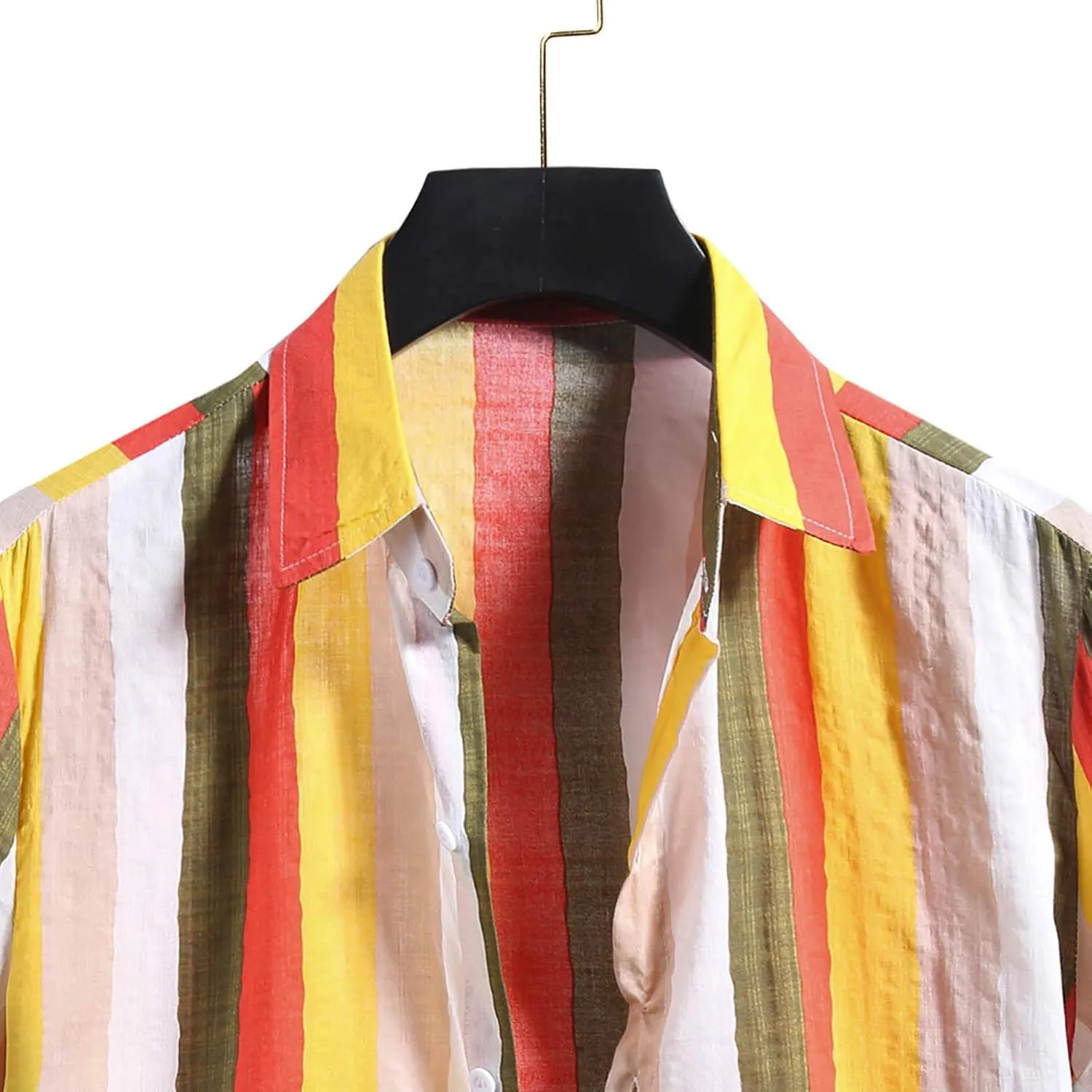 Mens Shirts Casual Men's Short Sleeve Button Down Summer Cotton Linen Striped Hawaiian Casual Holiday Aloha Shirt