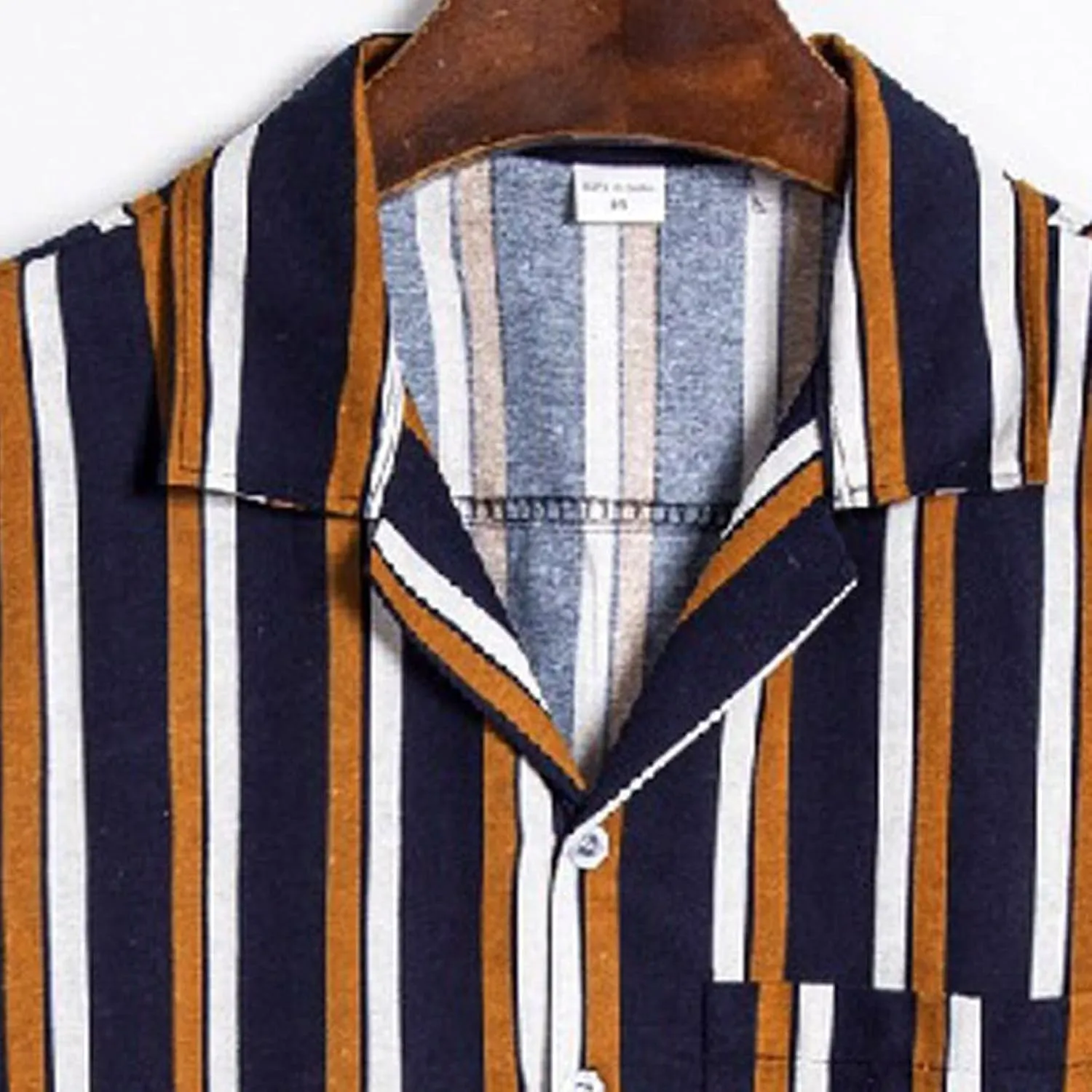 Mens Shirts Casual Men's Summer Short Sleeve Button Down Linen Striped Hawaiian Shirt Turn Down Holiday Aloha Shirt