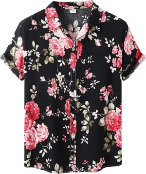 Mens Shirts Hawaiian Shirt for Men, Short-Sleeve Dress Shirt Men's Hawaiian Shirt Short Sleeve Print Button Down Tops