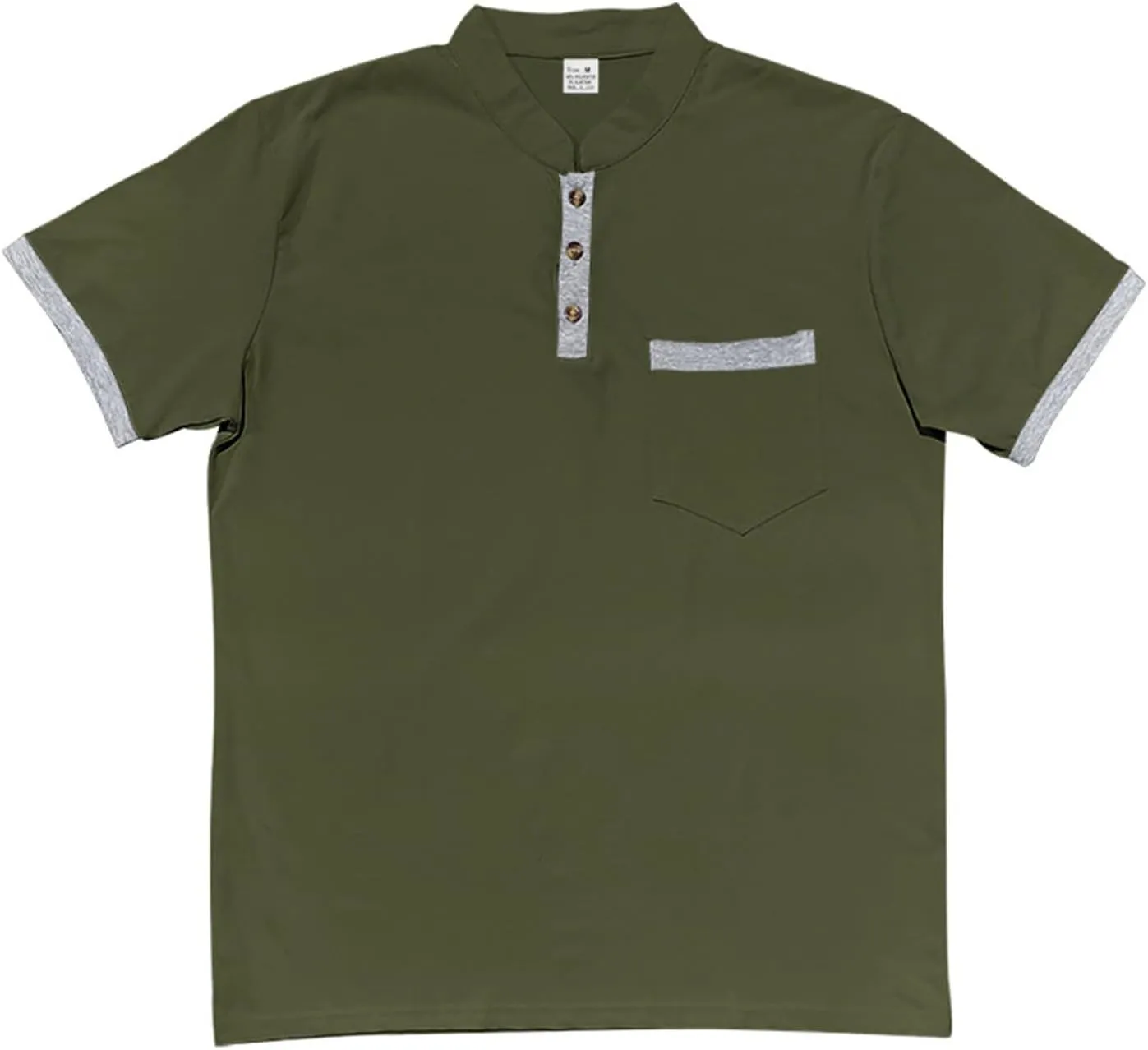 Mens Short Sleeve Henley Polo Shirts Cotton Casual Work Office Work T-Shirt Slim Fit Gym Fitness Muscle Basic Tees