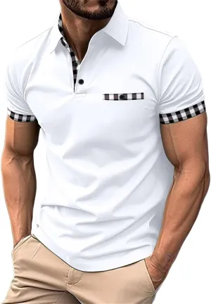 Mens Short Sleeve Henley Polo Shirts Cotton Casual Work Office Work T-Shirt Slim Fit Gym Fitness Muscle Basic Tees