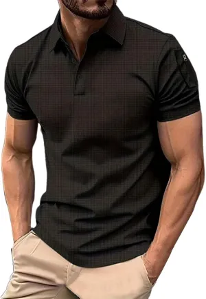 Mens Short Sleeve Henley Polo Shirts Cotton Casual Work Office Work T-Shirt Slim Fit Gym Fitness Muscle Basic Tees