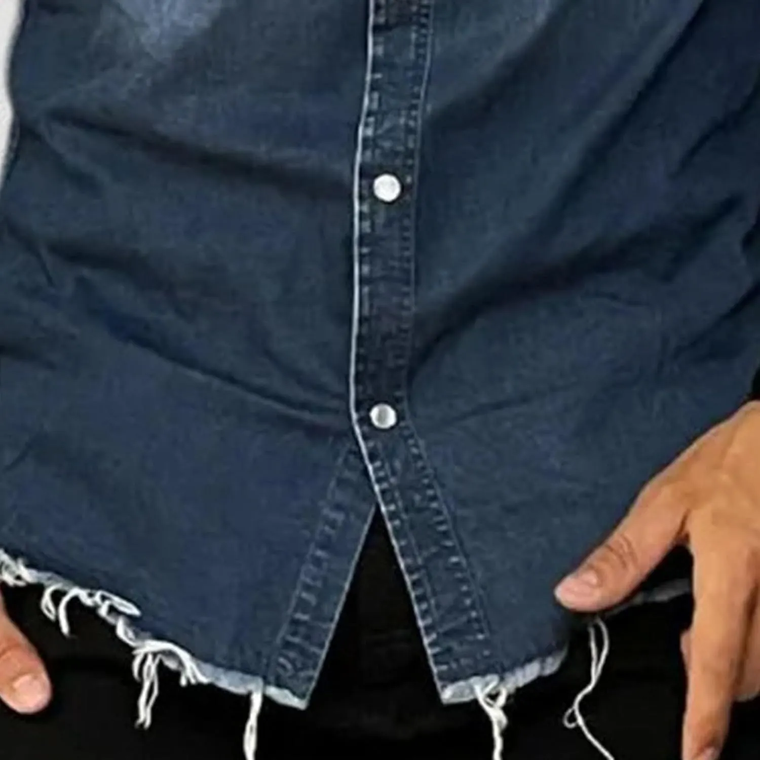 Mens Sleeveless Denim Shirt Slim Fit Casual Retro Button Vest Cowboy Front Pocket Shirts Vests