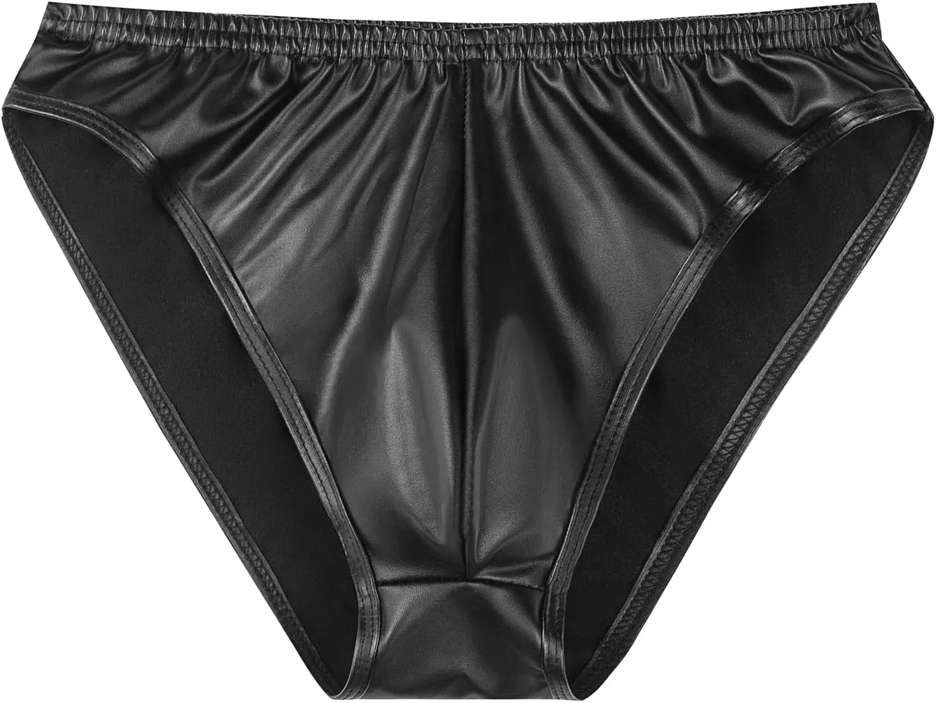Men's Soft Matte Leather Shorts, Briefs Bulge Pouch, Ultra-Thin Elastic, Comfort Stretch Waistband