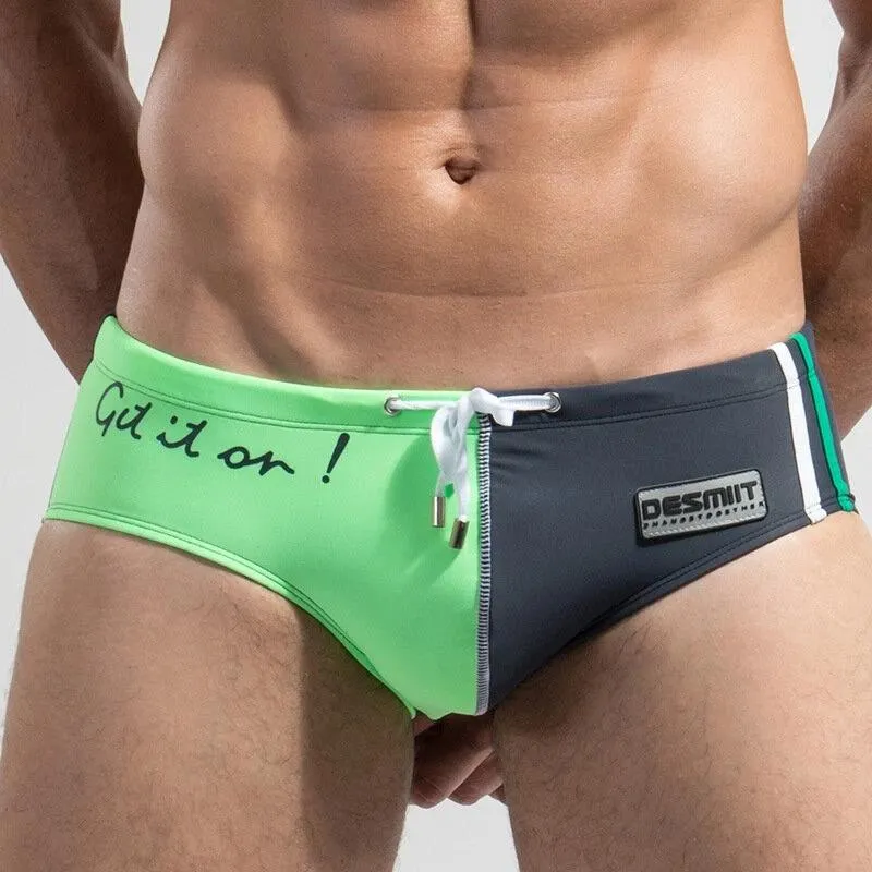 Mens Spell Color Drawstring Swim Briefs