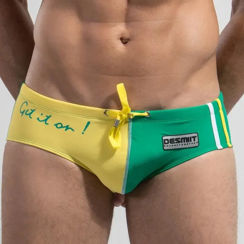 Mens Spell Color Drawstring Swim Briefs