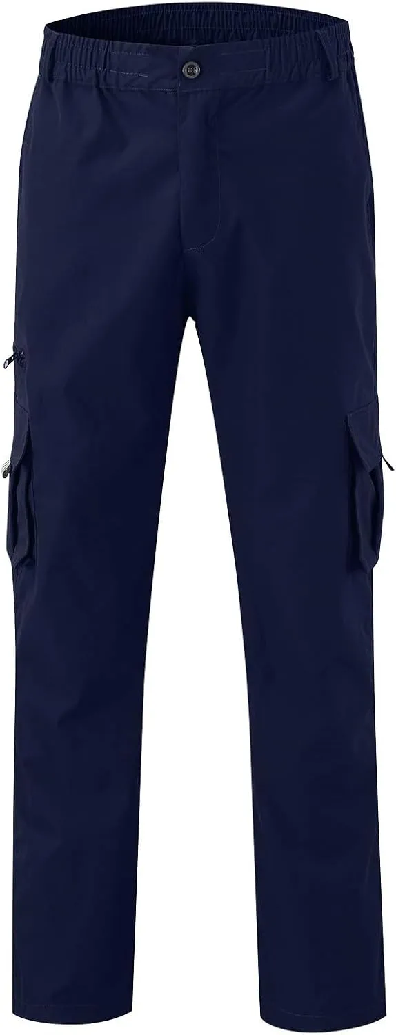Men's Straight Leg Cargo Pants with Multi Pockets Summer Elastic Waist Relaxed Fit Outdoor Pant Athletic Workout Gym Outfits