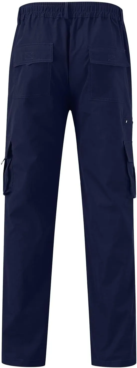 Men's Straight Leg Cargo Pants with Multi Pockets Summer Elastic Waist Relaxed Fit Outdoor Pant Athletic Workout Gym Outfits