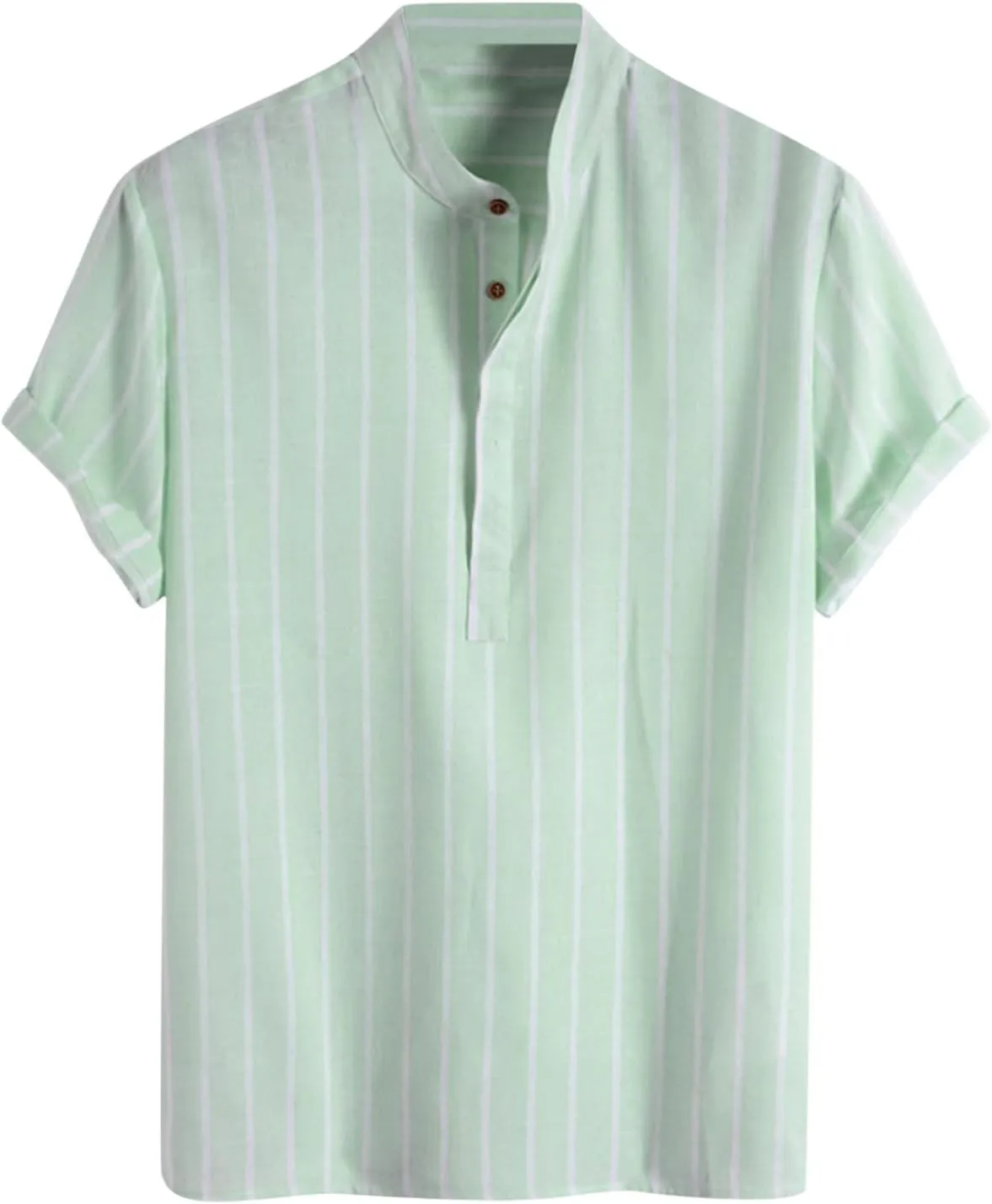 Men's Striped Shirt Untucked Shirt Casual Short Sleeve Shirt Wrinkle Free Wedding Shirts Summer Beach Vacation Shirts