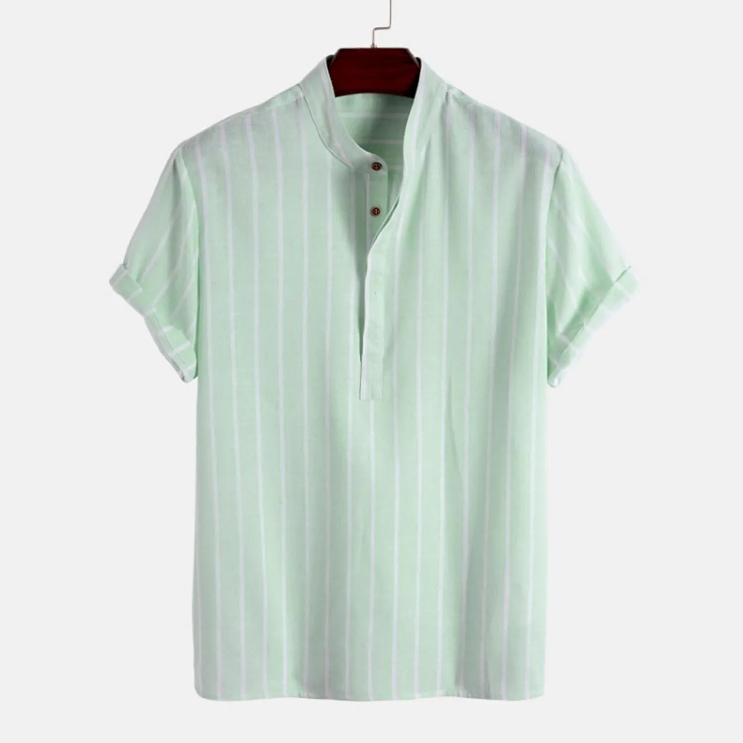Men's Striped Shirt Untucked Shirt Casual Short Sleeve Shirt Wrinkle Free Wedding Shirts Summer Beach Vacation Shirts