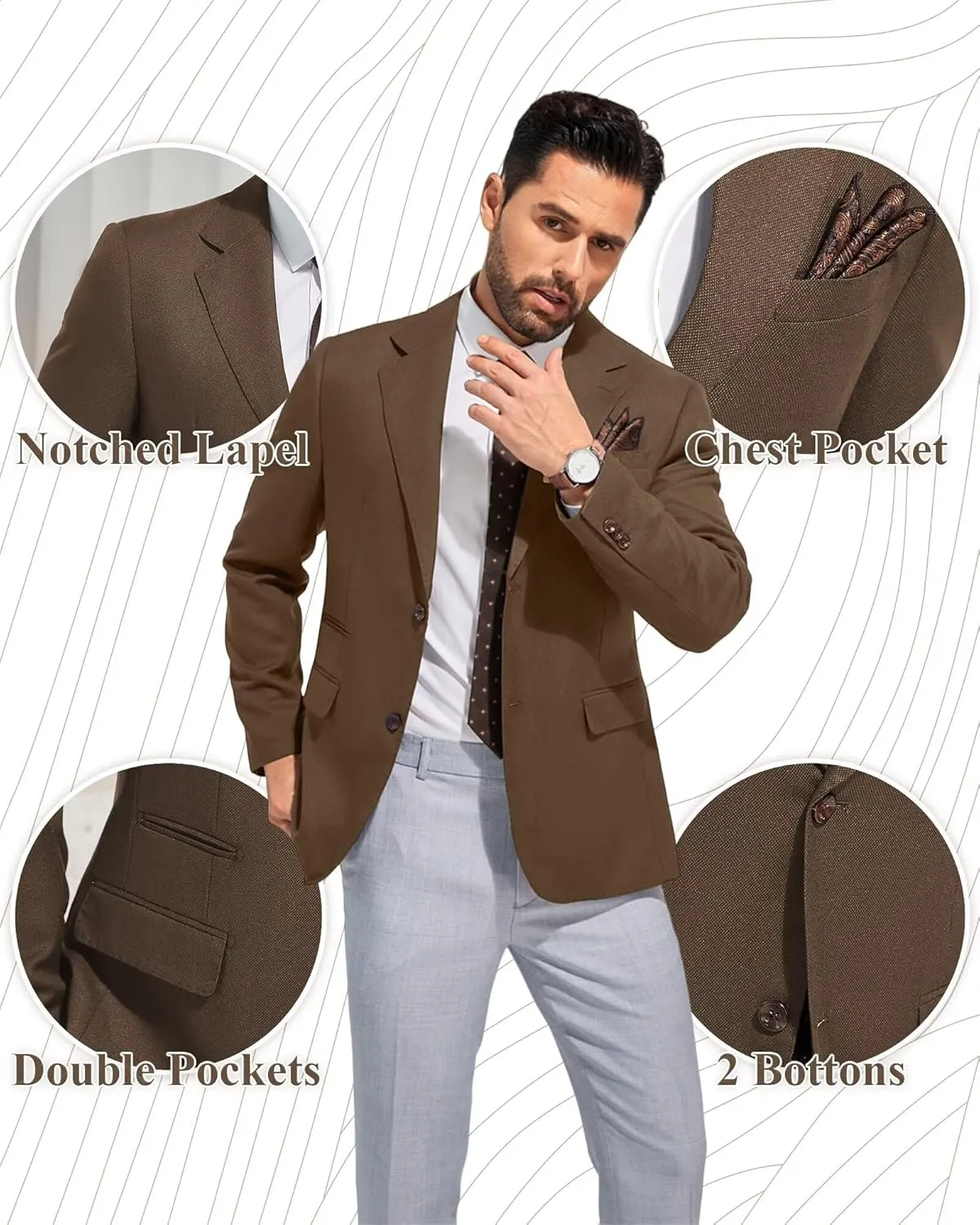 Men's Suits Slim Fit Casual Knit Blazer Sport Coats Suits Jacket Lightweight Wedding Business Party Two Buttons Men Blazer