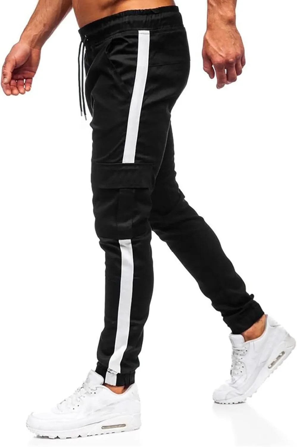 Mens Sweatpants Cargo Open Bottom Straight Leg Casual Loose Fit Baggy Athletic Jogger Pants with Pockets Men's Joggers