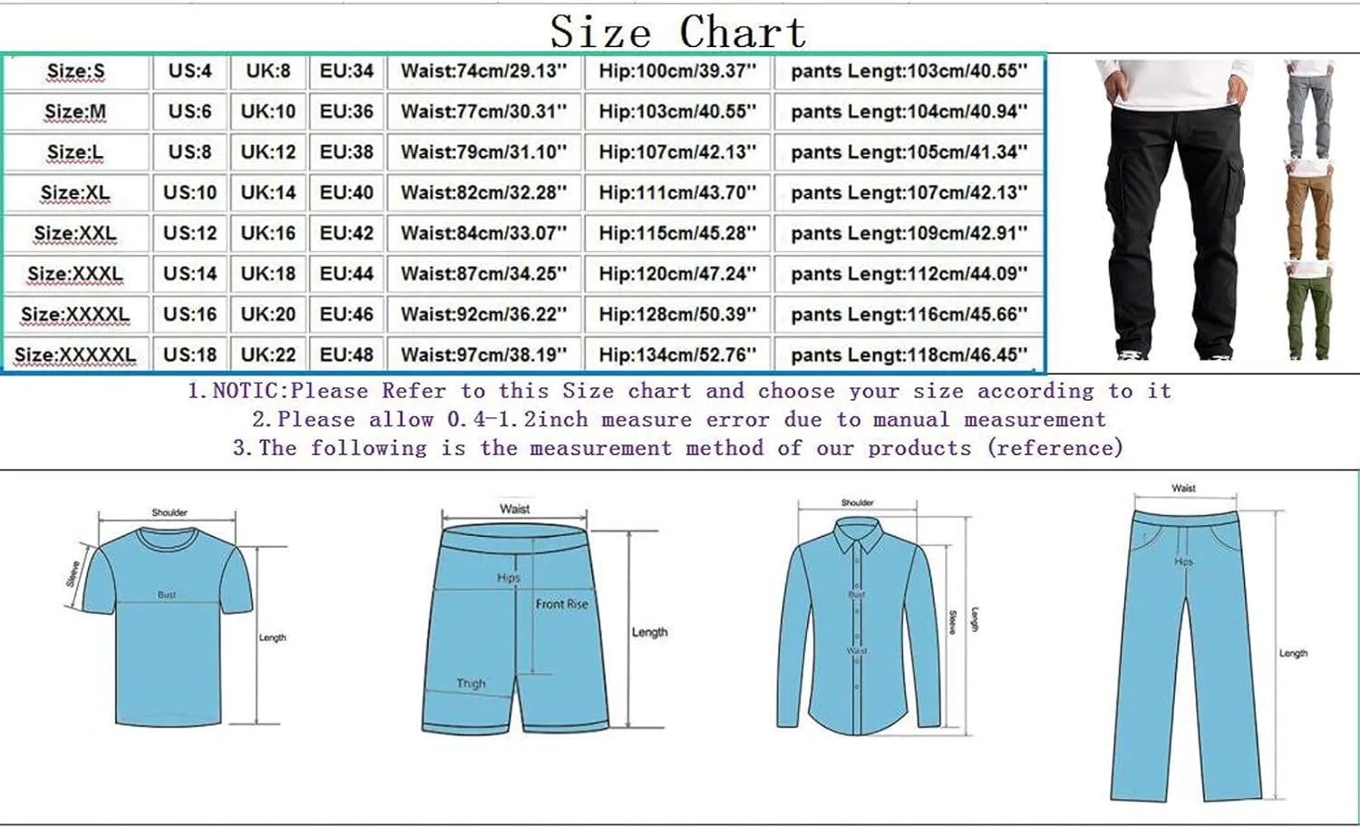 Mens Sweatpants Cargo Workout Pants for Running Sweatpants Hiking Casual Cotton Chinos Cargo Pants Drawstring Joggers