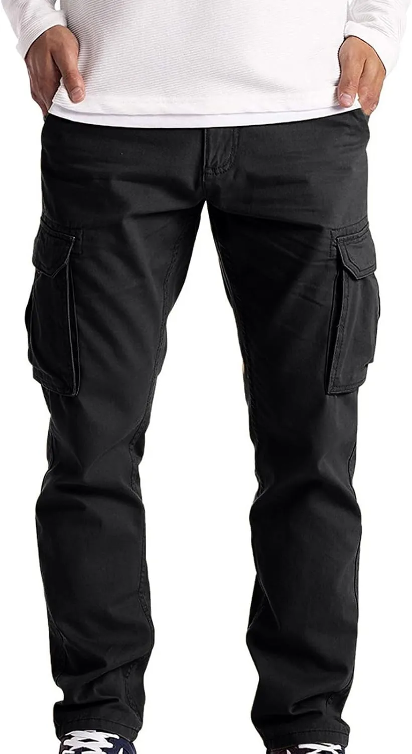 Mens Sweatpants Cargo Workout Pants for Running Sweatpants Hiking Casual Cotton Chinos Cargo Pants Drawstring Joggers