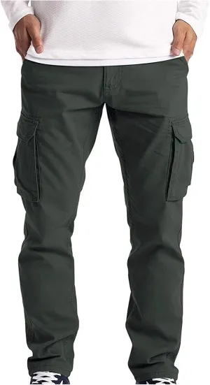 Mens Thin Work Pants Cargo Wear Work 6 Trousers Cargo Combat Pocket Full Men's Kitchen Work Pants for Men