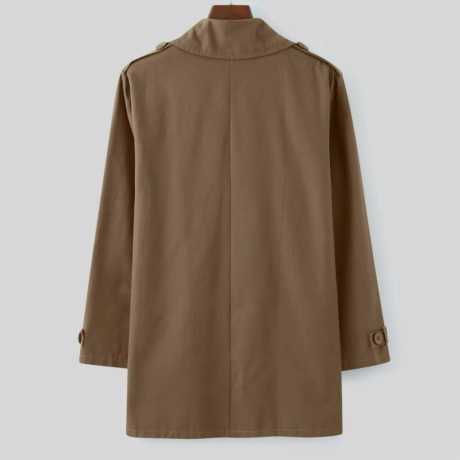 Men's Trench Coat Classic Single Breasted Slim Fit Lapel Business Overcoat Casual Lightweight Fall Winter Windproof Coat