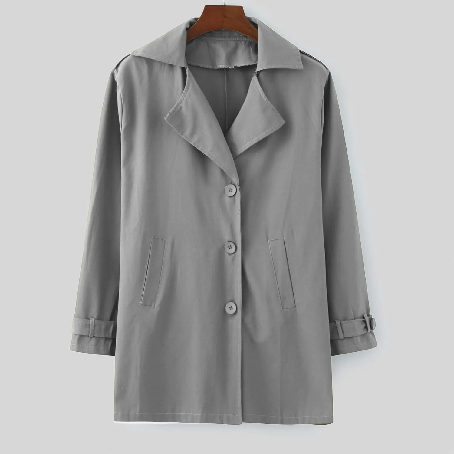 Men's Trench Coat Classic Single Breasted Slim Fit Lapel Business Overcoat Casual Lightweight Fall Winter Windproof Coat