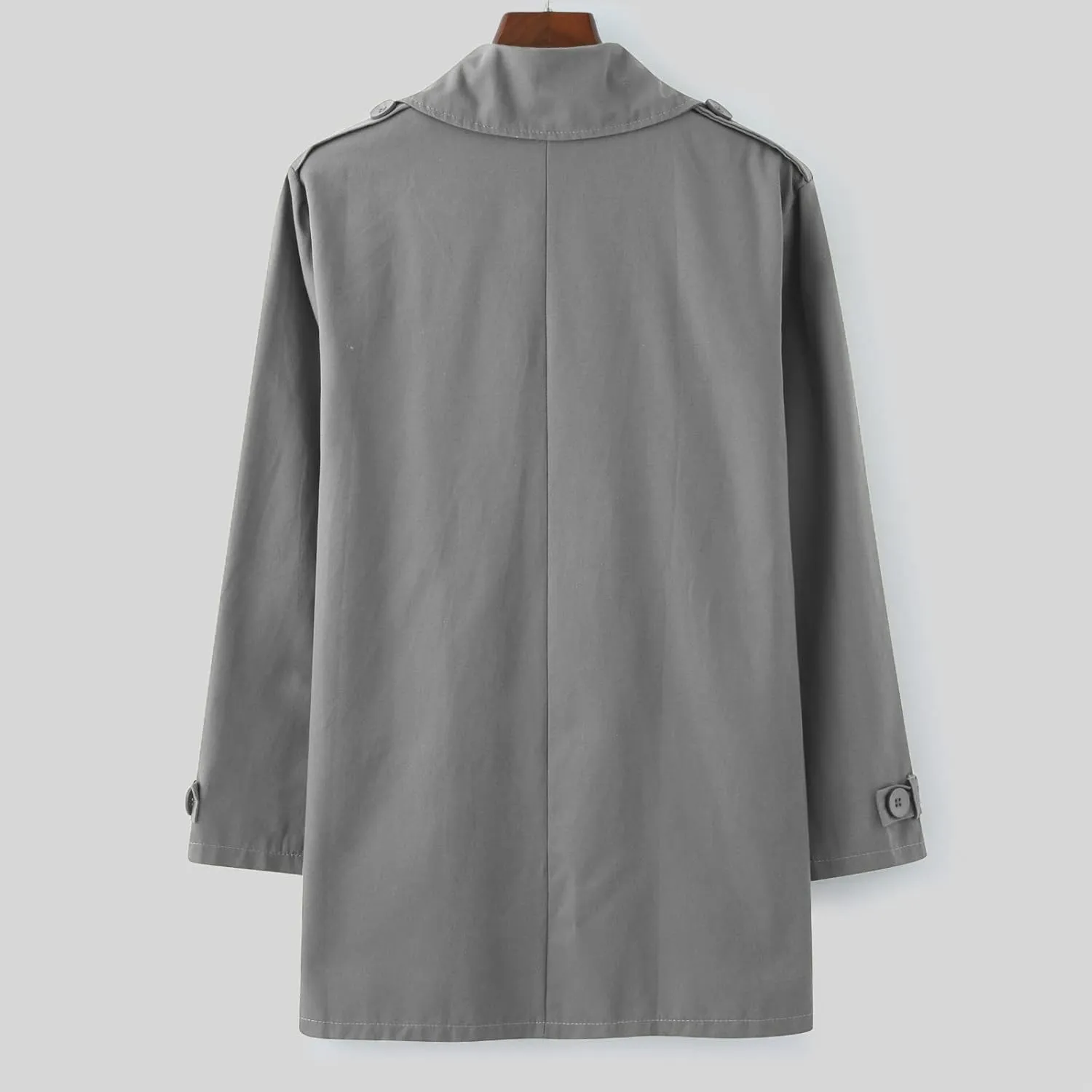 Men's Trench Coat Classic Single Breasted Slim Fit Lapel Business Overcoat Casual Lightweight Fall Winter Windproof Coat