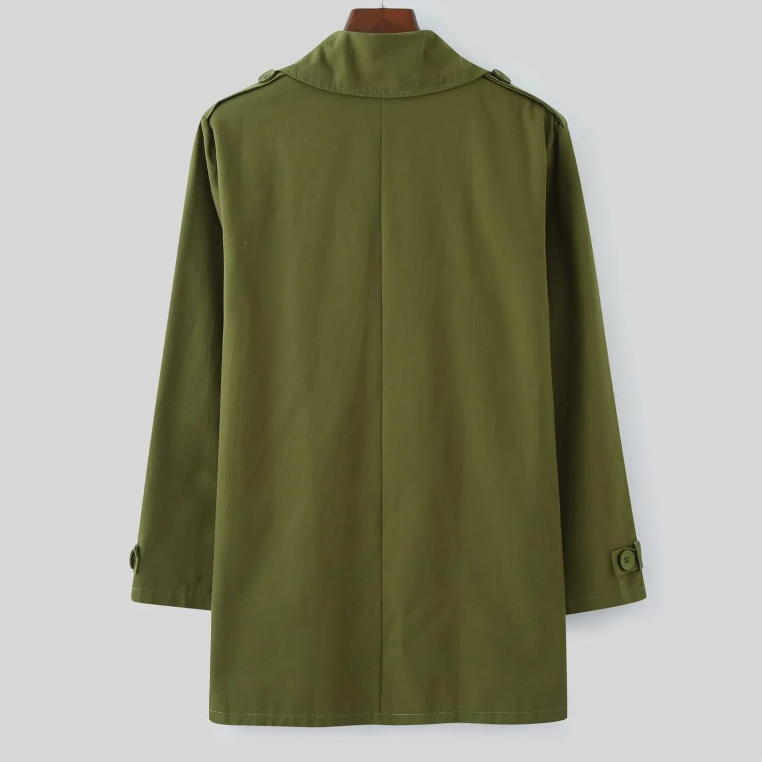 Men's Trench Coat Classic Single Breasted Slim Fit Lapel Business Overcoat Casual Lightweight Fall Winter Windproof Coat