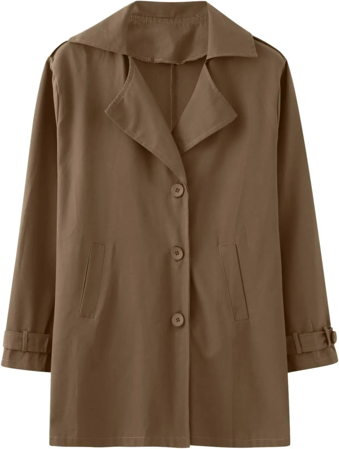 Men's Trench Coat Classic Single Breasted Slim Fit Lapel Business Overcoat Casual Lightweight Fall Winter Windproof Coat